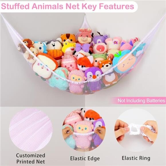 Stuffed Animals Net or Hammock with LED Light Hanging Toy Net Hammock Storage - Picture 5 of 7